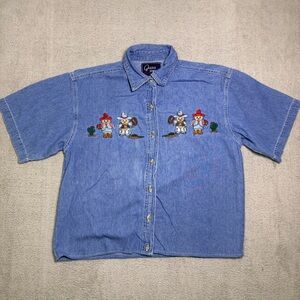 Vintage Quiz Again New York Embroidered Denim Shirt Women’s Small Button Up